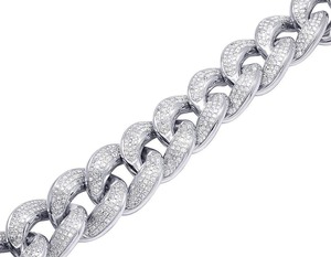 Bracelet chaîne cubaine pour homme en argent sterling 925 plaqué rhodium, serti de moissanite, style hip-hop, taille personnalisable - Product Image 3
