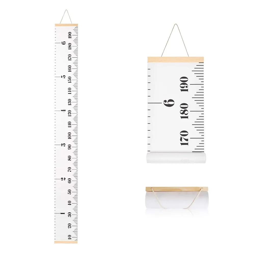 Child growth chart, canvas height chart, detachable wooden wall hanging ruler measuring chart for home decoration