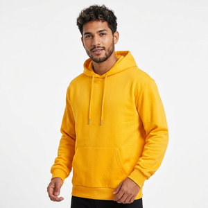 Sudadera con Capucha Amarilla para Hombre, Corte Regular, Felpa de Algodón, Informal, con Bolsillo Delantero, para Otoño - Product Image 1