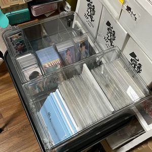 Caja de almacenamiento acrílica cuadrada moderna, almacenamiento de tarjetas pequeñas transparentes con tapa, mesa, acabado, caja de plástico sellada - Product Image 3