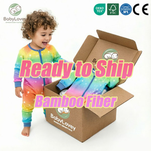 Babylovey em Estoque, Envio Rápido, Macacão de Bebê em Bambu para Recém-Nascidos com Tecido Orgânico Macio e Respirável e Design de Zíper Bidirecional - Product Image 1