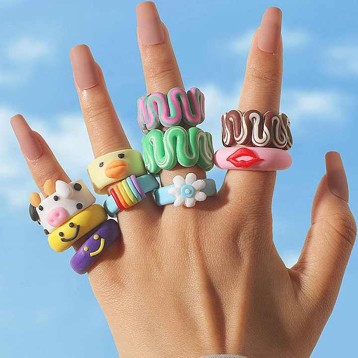 Pinterest Fimo Rings New Handmade Chunky Clay Rings