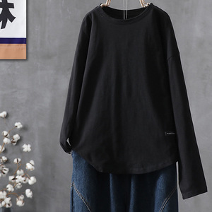 Plus Size Women's Long Sleeve Solid Color T-Shirt Hollow Back Knitted Polyester Base Layer Autumn Wear - Product Image 3