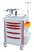 Chariot d'urgence en ABS Chariot de médecine d'anesthésie en plastique personnalisé Chariot médical Chariot de traitement d'urgence