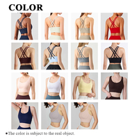 Soutien-gorge de sport léger et respirant pour femme avec logo personnalisé, bretelles croisées au dos, sans coutures, coussinets amovibles, taille moyenne