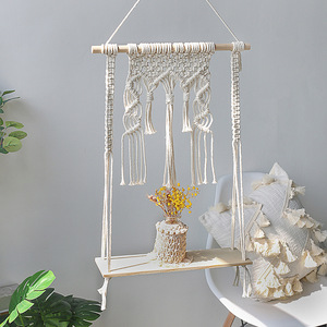 Tapisserie en <span class=keywords><strong>macramé</strong></span> tissé à la main, décoration murale nordique de style ins, étagère de rangement pour chambre à coucher, salon, hôtel - Product Image 1