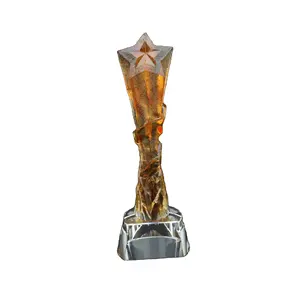 Custom Office Decor Crystal Trophy Awards High Grade Liuli Crystal Glass Trophy Souvenirs Gifts For Celebration Home Decoration