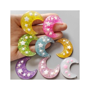Cabochons plats en résine scintillante motif <span class=keywords><strong>lune</strong></span> Kawaii, fournitures artistiques, breloques décoratives, accessoires de bricolage - Product Image 4
