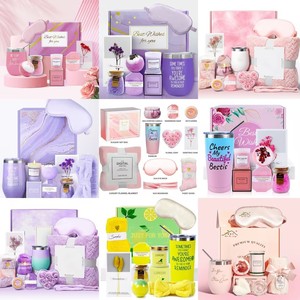 Birthday & Wedding Gift Set with Aromatherapy Bath Salts Candles Soap