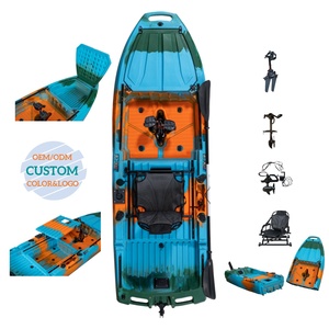 Kayak Modulare Monoposto in Plastica HDPE <span class=keywords><strong>Lungo</strong></span> 3m Largo 1m a Pedali da Pesca con Cabina per il Vivo Canoa da Surf per Fiumi 3m Staccabile - Product Image 1
