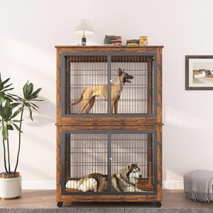 Toptan istifleme köpek sandık kapalı küçük ve orta çift katmanlı anne ve çocuk kalınlaşmış demir kafes köpek kulübesi - Product Image 1