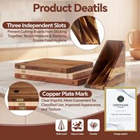 Ensemble de planches à découper OEM en forme de livre avec support, 3 pièces, en bois d'acacia, d'ébène et de caoutchouc, pour la décoration de cuisine