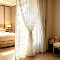 Rideau semi-transparent en jacquard à motif de feuilles naturelles, filtre de lumière douce, draperie de fenêtre sur mesure pour la décoration de la maison, de la villa, de l'hôtel, de la chambre d'hôtes
