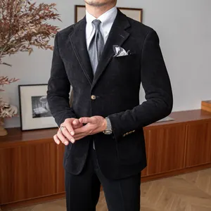 Costume Slim Fit en Velours Côtelé pour Homme Fabriqué en Turquie Blazer Décontracté Vintage Décontracté d'Affaires - Product Image 5