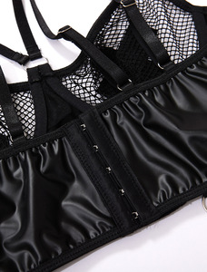 Mịn tùy chỉnh cộng với kích thước của phụ nữ sexy đồ lót đặt PU da và lưới xem qua thiết kế - Product Image 6