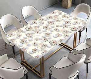 Nappe PVC de style européen de Provence égyptienne impression aquarelle couleur unie texturée motif de petite fleur de vigne pour la maison - Product Image 2