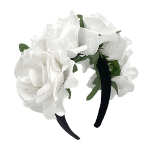 Accessoires pour cheveux <span class=keywords><strong>de</strong></span> fête rétro BELLEWORLD grand bandeau couronne <span class=keywords><strong>de</strong></span> fleurs roses bandeau antidérapant <span class=keywords><strong>de</strong></span> couleur unie fleurs artificielles - Product Image 6