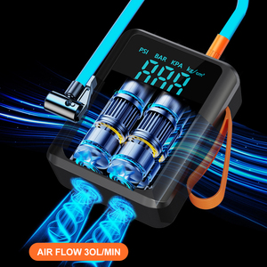 Pompa Ban Digital Portabel Elektrik Mini untuk Sepeda 12v Mobil Silinder Ganda Catu Daya DC Lampu Terang - Product Image 3