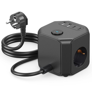 <span class=keywords><strong>Enchufe</strong></span> Eléctrico <span class=keywords><strong>con</strong></span> Botón, Estándar Europeo, <span class=keywords><strong>con</strong></span> 2 Puertos <span class=keywords><strong>USB</strong></span> y 2 Puertos <span class=keywords><strong>USB</strong></span>-C, Regleta de Enchufes <span class=keywords><strong>con</strong></span> Protección Contra Sobretensiones - Product Image 1