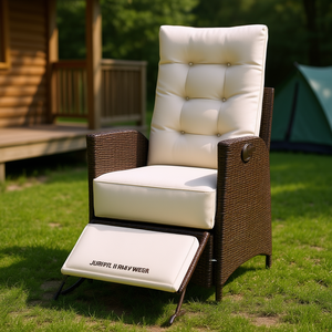 Sedia da Giardino Reclinabile in Polyrattan Marrone con Poggiapiedi, Arredamento da Esterno in Stile Contemporaneo - Product Image 2