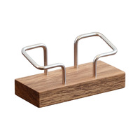Porte-cartes de visite en bois massif avec base métallique – Noyer, cerisier, acacia – Organisateur de bureau moderne pour la maison et le bureau – Vente en gros