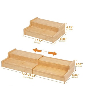 2-Tier mở rộng tre Countertop cốc cà phê chủ đa chức năng tách trà giá tổ chức nhà bếp lưu trữ nhà tủ - Product Image 3