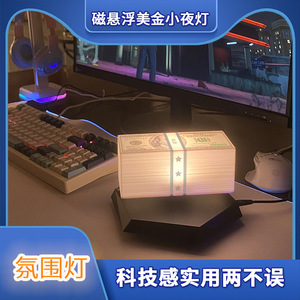 Ornement lumineux à technologie de pointe, thème <span class=keywords><strong>Grand</strong></span> Theft <span class=keywords><strong>Auto</strong></span> Vice City, avec motif 'Money Comes and Goes' et Dollar US Maglev, pour créer une ambiance de jeu. - Product Image 1