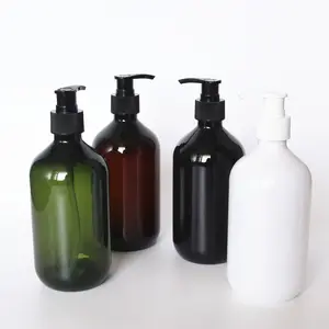 Plastic Shampoo Fles 300Ml 500Ml Frosted Ronde Schouder Pet Handdesinfecterend Zwart Body Wash Fles Druk Pomp Lotion flessen