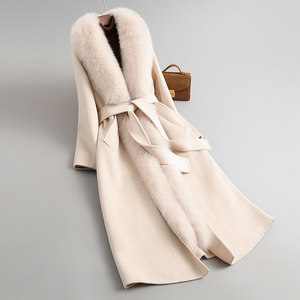<span class=keywords><strong>Cappotto</strong></span> in Cashmere Double Face di Alta Gamma <span class=keywords><strong>con</strong></span> Collo in <span class=keywords><strong>Pelliccia</strong></span> di Volpe, Modello Lungo da <span class=keywords><strong>Donna</strong></span> <span class=keywords><strong>con</strong></span> Fodera <span class=keywords><strong>Interna</strong></span> in Seta - Product Image 2
