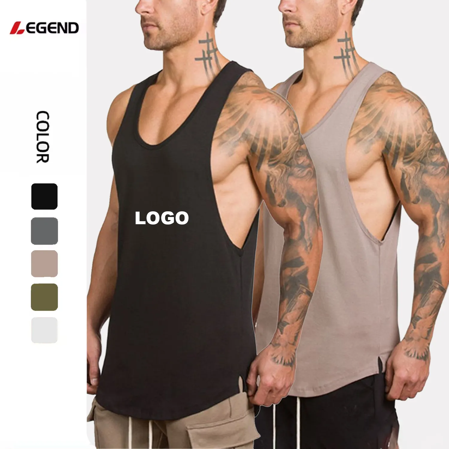 T-shirt sans manches de sport musculaire grande taille d'été respirant couleur unie gilet d'entraînement Gym Fitness séchage rapide hommes débardeur