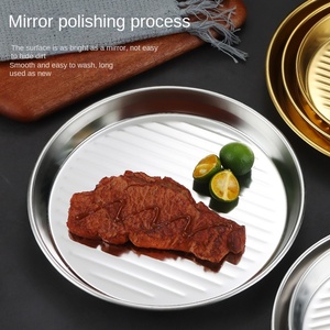 <span class=keywords><strong>Assiette</strong></span> Ronde en Acier Inoxydable Écologique de Style Coréen pour les Frites et le Poulet Frit Utilisation en Restaurant - Product Image 4