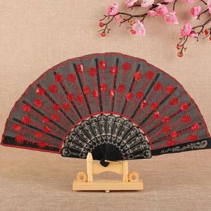White Handle Fabric Printed Plastic Hand Fan Portable DIY Style for Business <b>Gifts</b> or Parties Model Pattern on Bamboo - Product Image 1