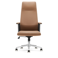 Chaise de bureau en cuir synthétique marron et noir, style minimaliste, avec base pivotante et cadre cantilever en option, vente en gros