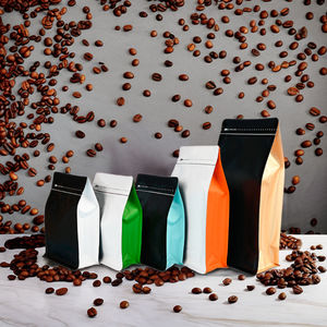 Bolsas <span class=keywords><strong>de</strong></span> Embalaje para Granos <span class=keywords><strong>de</strong></span> Café con Fondo Plano y Sellado <span class=keywords><strong>de</strong></span> Ocho Lados, Compostables, Impresas Personalizadas, con Válvula y Cierre - Product Image 2
