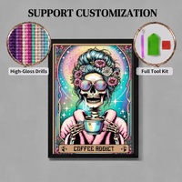 Kits de peinture au diamant SONGWOOART Skull Woman Coffee pour adultes, pour la décoration de la maison, peinture au diamant personnalisée