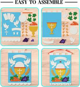 Venta caliente Kit de decoración de la Iglesia Santa de 6 pulgadas, pancarta de fieltro y pegatinas de gemas, Kit de manualidades para fiestas escolares dominicales - Product Image 4