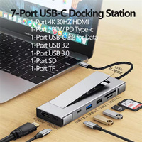 Hub USB 8-in-1 M.2 NVMe SATA SSD Enclosure Penyimpanan USB3.2 Tipe-c ke HDTV Laptop Dock Station Adaptor USB untuk Macbook
