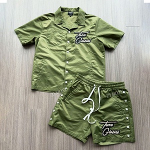New Custom Design <b>Men</b> Lightweight Casual Polyester Shirts and Nylon <b>Shorts</b> Two Piece Set Windbreaker <b>Tracksuit</b> - Product Image 3