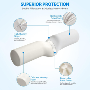 Adjustable Cervical Neck Roll <strong>Pillow</strong> Ergonomic Bolster for Neck &amp; Shoulder Pain Relief Firm Polyurethane Support Washable Cover - Product Image 4