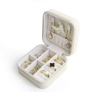 2026 High-end Factory Custom Logo Simple Square PU Zipper Jewelry Storage & Organizer Travel Box - Product Image 4