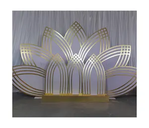 BJ230039-telón de fondo para decoración de escenario de boda, acrílico, dorado, con decoración de Pvc