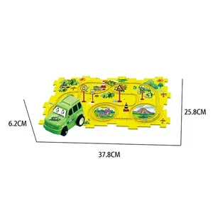 Mainan kereta api baru 13 buah DIY Set Puzzle mainan jalur mobil elektronik perakitan untuk anak-anak