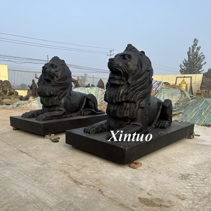 カ*て様 香港HSBC銀行 風水 ブロンズライオン像 2体セット非売品