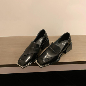 Zapatos de Mujer Cialisa Fashion, Diseño Cuadrado, Cuero Genuino Negro, Tacones de Bloque Blancos, Zapatos de Tacón <span class=keywords><strong>para</strong></span> Mujer <span class=keywords><strong>2022</strong></span> - Product Image 6