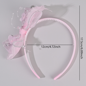 Bandeau de cheveux en tulle scintillant avec nœud en forme de couronne pour filles, accessoires pour cheveux, bandeau pour les dents, style princesse, mode chinoise - Product Image 4