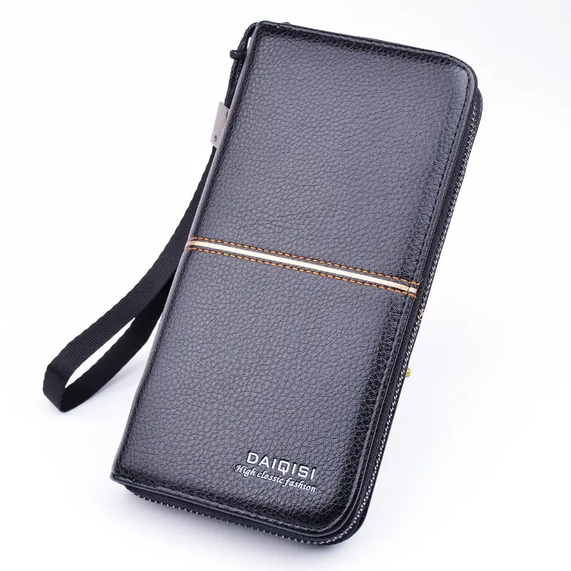 Wholesale fashion 2022 long zipper wallets luxury men business Clutch bag leather wallet for men