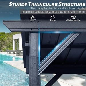 Gazebo para Asados con Techo Rígido de 6.5x12 Pies, con 2 Estantes Laterales y Techo Inclinado de Acero Galvanizado, Disponible en Nuestro Almacén de EE. UU. - Product Image 5