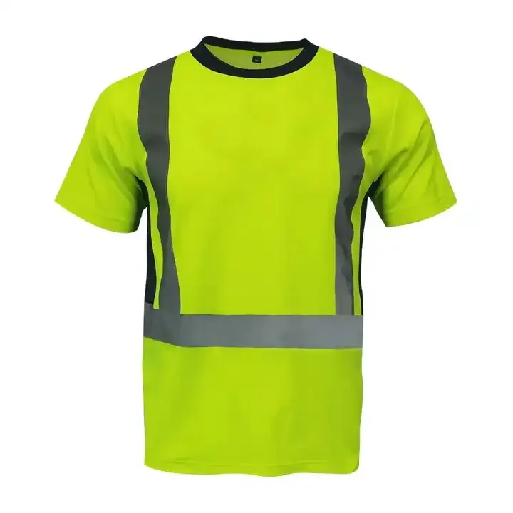 A449 kaus keselamatan poliester visibilitas tinggi leher bulat kustom kaus kerja keamanan lengan pendek
