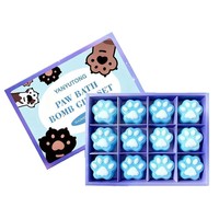Juego de Regalo de Bombas de Baño Efervescentes con Forma de Pata de Gato, 12 Piezas, Hechas a Mano, Naturales, Hidratantes, Marca Privada OEM