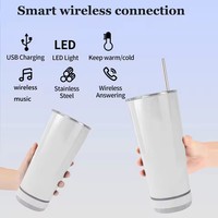 Low Moq 14Oz 16Oz Slimme Tumbler Thermische Bluetooth Roestvrijstalen Waterfles Met Muziekluidspreker Bierbeker Met Deksel Gymfles
